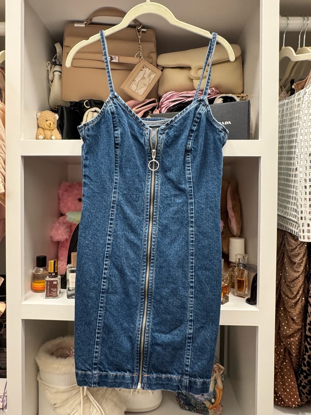 Topshop Denim Zip Mini Dress